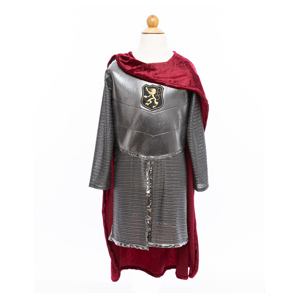 Costume de chevalier argenté avec cape